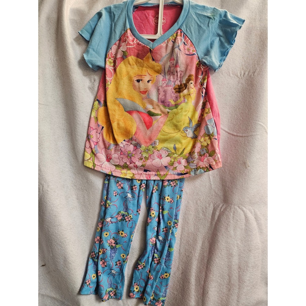 Disney Princess Pajama Set Lot Girls 4/5 Aurora Belle Cinderella Y2K Sleepwear